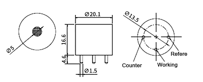 Vinyl chloride gas sensor dimension