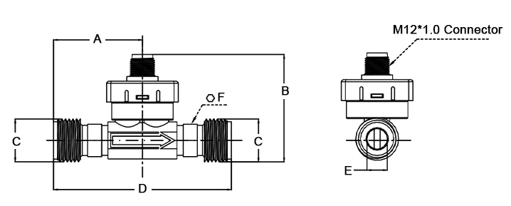 Vortex flow sensor dimension