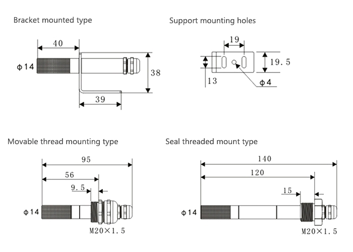 Wall mounted temperature and humidity sensor probe type