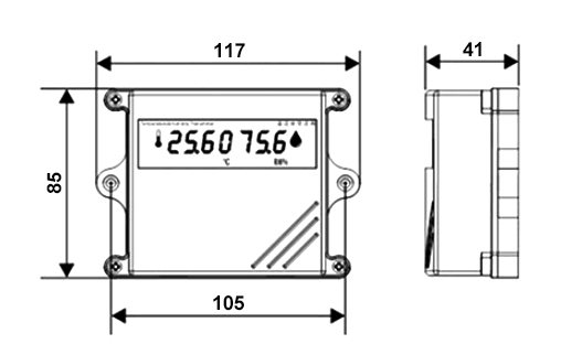 Wall mounted temperature and humidity sensor size