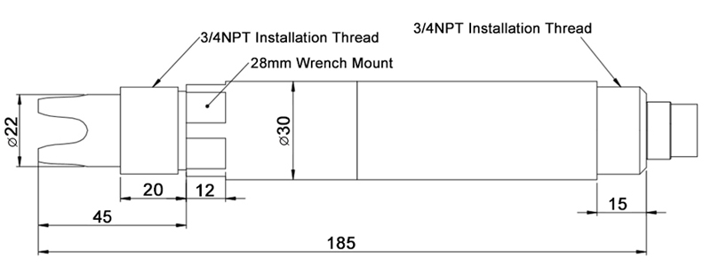 Water quality pH sensor dimension