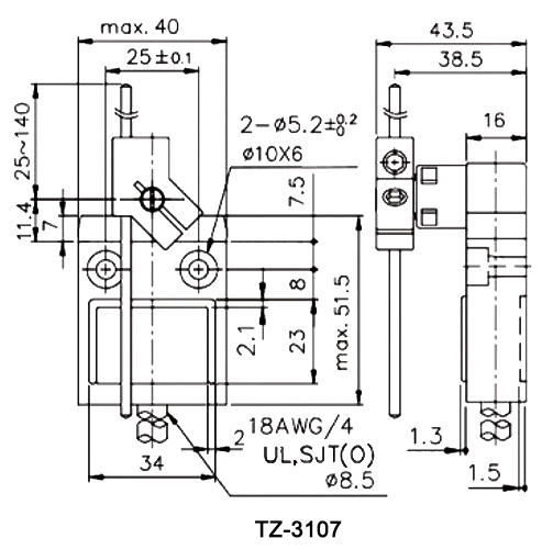Waterproof limit switch dimension adjustable rod lever