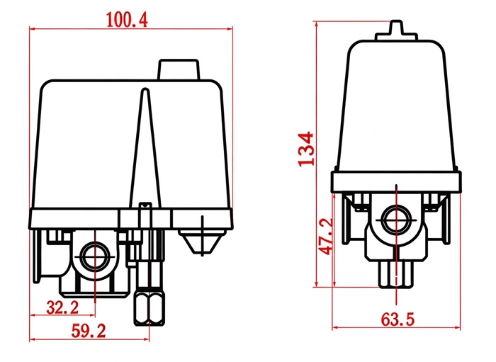 Well tank pressure switch dimensions