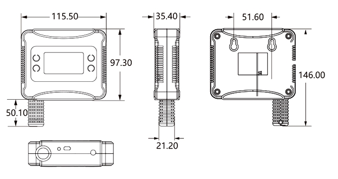 WiFi temperature humidity sensor size