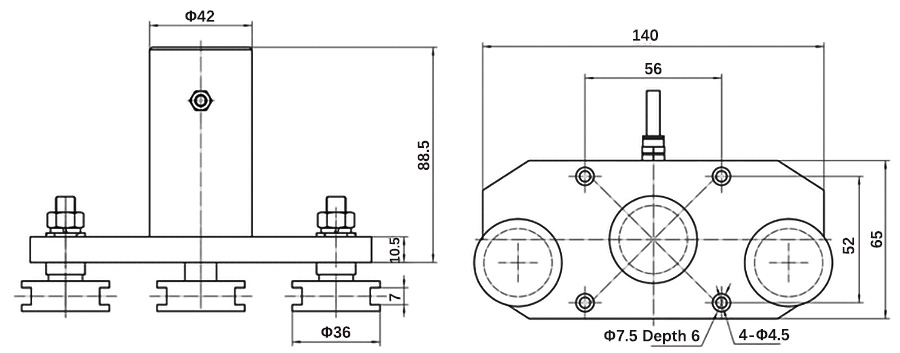 Wire rope tension sensor size